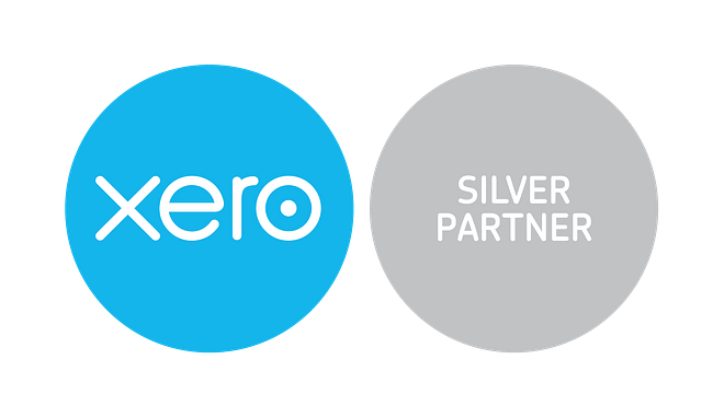 alt=”, Xero Logo featuring one blue circle containing text reading Xero and grey circle with text reading Silver Partner”